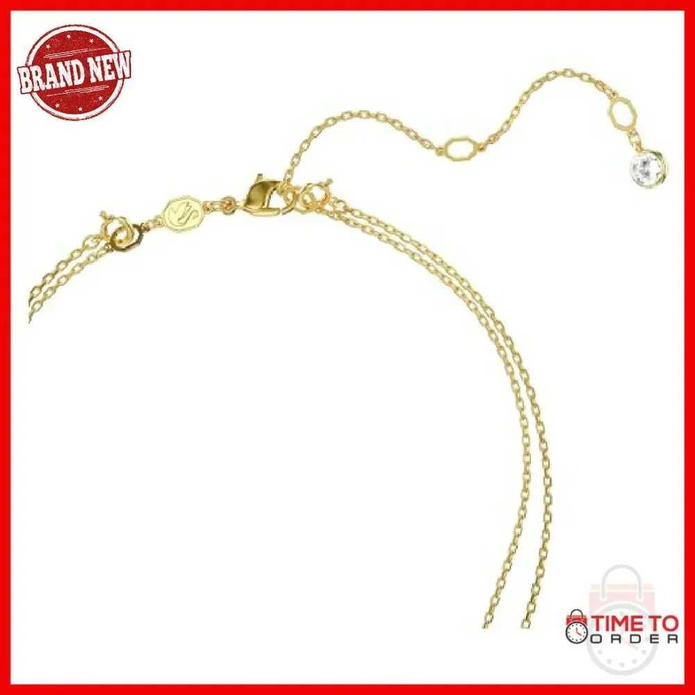 Layered Crystal Pendant Necklace Gold Tone Lobster Clasp 15-18in